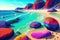 A beach covered in lots of color rocks by AI Generated