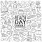 Beach Day Traditional Doodle Icons Sketch Hand Made Design Vector