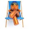 Beach deck chair man smiley resting summer vacation person