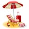 Beach Deck Chair And Umbrella Illustration