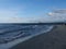 Beach and the diving gondola or diving bell at the pier in Zingst on Darß