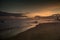 Beach el Farallon in the Pacific in the twilight light tones