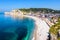 The beach of Etretat and the Amont cliff in Normandy