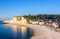 The beach of Etretat and the Amont cliff in Normandy