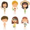 Beach female characters vector illustration.