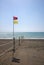 Beach fence and safe bathing flag