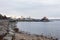 Beach and ferry in port next to boathouse in Burlington, Vermont