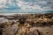 Beach with flat rocks