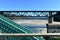 Beach with forest and two train bridges over Sor coastal river. O Barqueiro, A Coruna Province, Galicia, Spain.