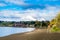 Beach at Frutillar village in Chile. Lake llanquihue with the La