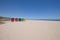 Beach in Grao of Castellon with wooden bathing huts