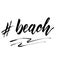 Beach hand drawn brush lettering hashtag for summer social media posts.