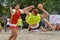 Beach handball action