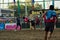 Beach Handball, player making a service at The 2018 Thailand National Games, Jiang Hai Games.