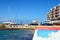 Beach and harbour, Marsalforn, Gozo.