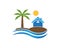 Beach hollidays icon logo vector trmplate