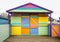 Beach hut with an original colorful design at Whitstable, Kent, United Kingdom
