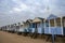 Beach huts along the sea front in Southwold