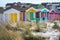 Beach huts or bath cottages on Skanor beach dunes and Falsterbo in South Sweden, Skane travel destination. Domestic tourism