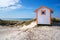 Beach huts or bath cottages on Skanor beach dunes and Falsterbo in South Sweden, Skane travel destination. Domestic tourism