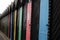 Beach huts coloured doors on wooden huts England