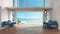 Beach interior sea view hotel and resort  - 3D rendering