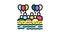 beach kids party color icon animation
