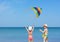 Beach kite children siblings play fun