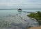 Beach lagoon Bacalar Mexico lake panorama hut