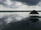 Beach lagoon Bacalar Mexico lake panorama hut