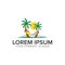 Beach landscape palm tree logo. holiday logo design concept template