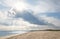 Beach landscape on Sylt island with beautiful clouds