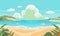 Beach lanscape illustration in summer time