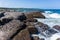 Beach Large Boulders Blue Ocean Waves Coastline