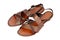 Beach leather bronzed sandals