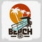 Beach Life Lifeguard Tower Station Beach Rescue Palm Trees Logo Sign Label Design For Promotion Ads t shirts Sticker