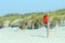 Beach lifeguard rescue equipment on the sand dunes