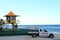 Beach lifeguard station and car. Australian workplace