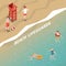 Beach Lifeguards Isometric Illustration