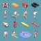 Beach Lifeguards Isometric Set