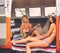 Beach Lifestyle Surfer Girls in Vintage Surf Van