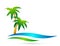 Beach logo water wave Hotel tourism holiday summer beach coconut palm tree vector logo design Coast icon on white background