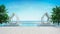 Beach lounge and panoramic sea view at luxury villa /3d rendering