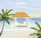 Beach lounge Vector. seaside background. summer tropic template icons
