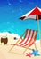 Beach with lounger and umbrella