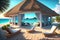 Beach loungers, sun loungers on the sun deck, and a private pool with a panoramic sea by AI Generated
