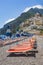 Beach lounges in Positano. Italian resort