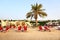 Beach of the luxury hotel during sunset