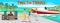 Beach Luxury Party Banner Flat Vector Template