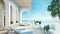 Beach luxury resort hotel living on Sea view - 3d rendering